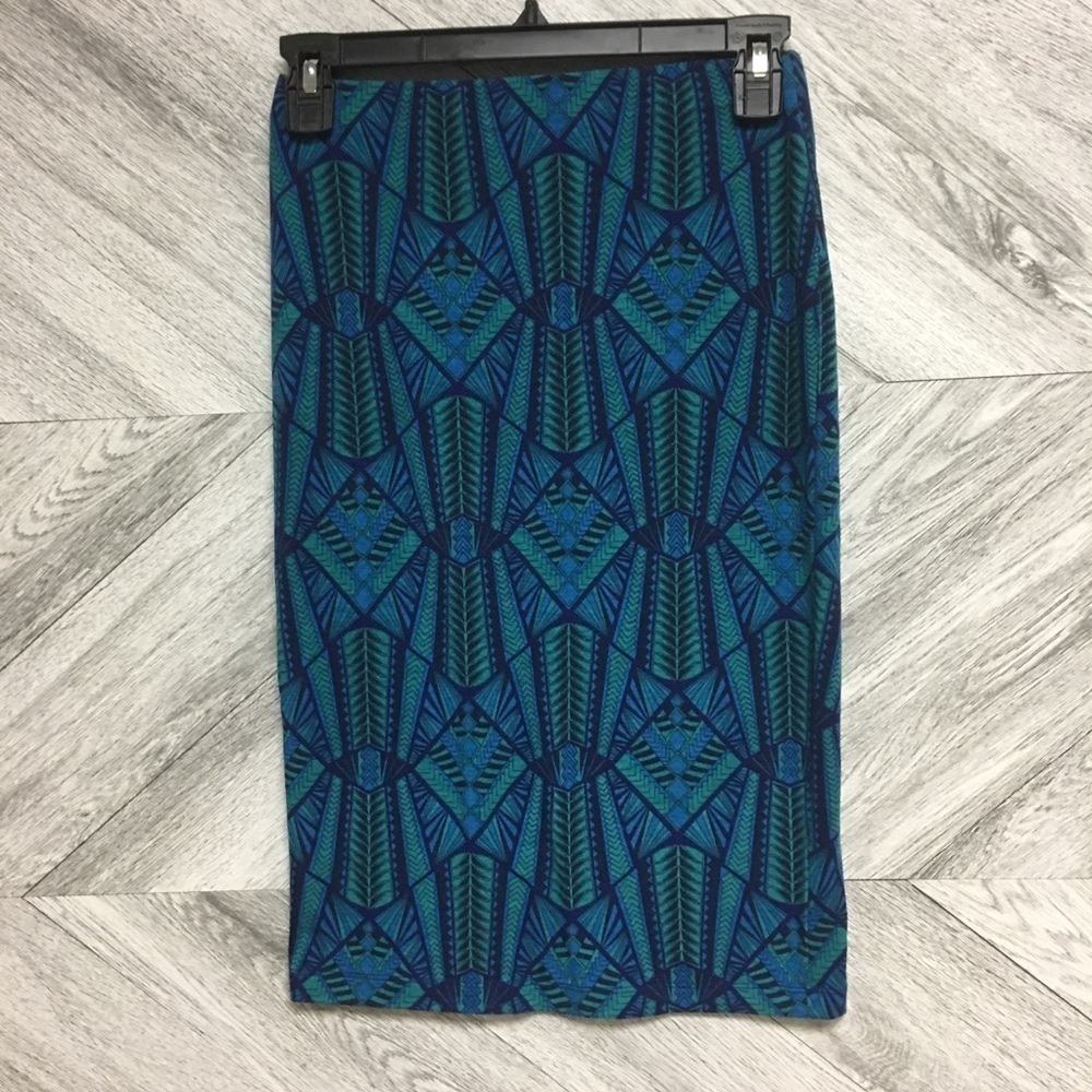 Forever 21 Teal Printed Pencil Tube Skirt